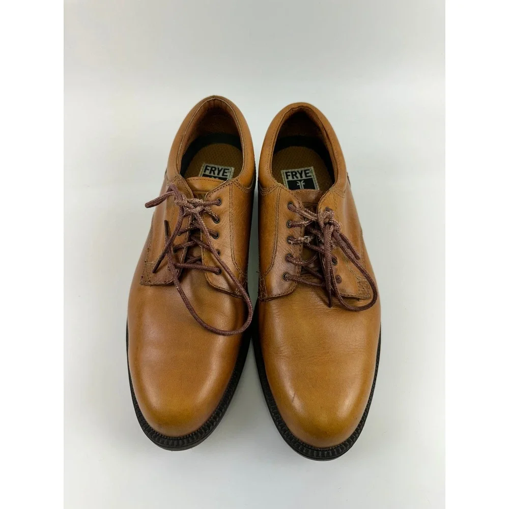 Frye Matthew Oxford Tan Leather Plain Toe Dress Shoes Lace Up Casual Mens 11 M